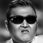 gangnam style psy painted in Photoshop. Soft airbrushing.